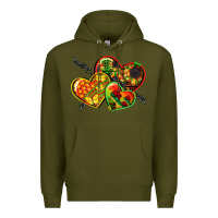 Army Green juneteenth hearts Premium Hoodie - CowGirlArtShop