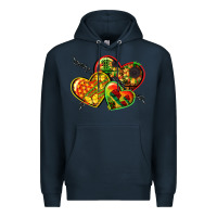 Navy juneteenth hearts Premium Hoodie - CowGirlArtShop