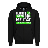 Black Cat Weed I Like My Cat Gift Zipper Hoodie - Bettercallsaul