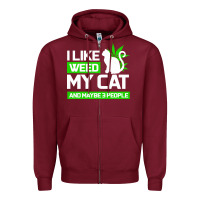 Burgundy Cat Weed I Like My Cat Gift Zipper Hoodie - Bettercallsaul