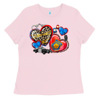 Bubblegum Pink western leopard  police   hearts Ladies Tee - AdoDesignShop
