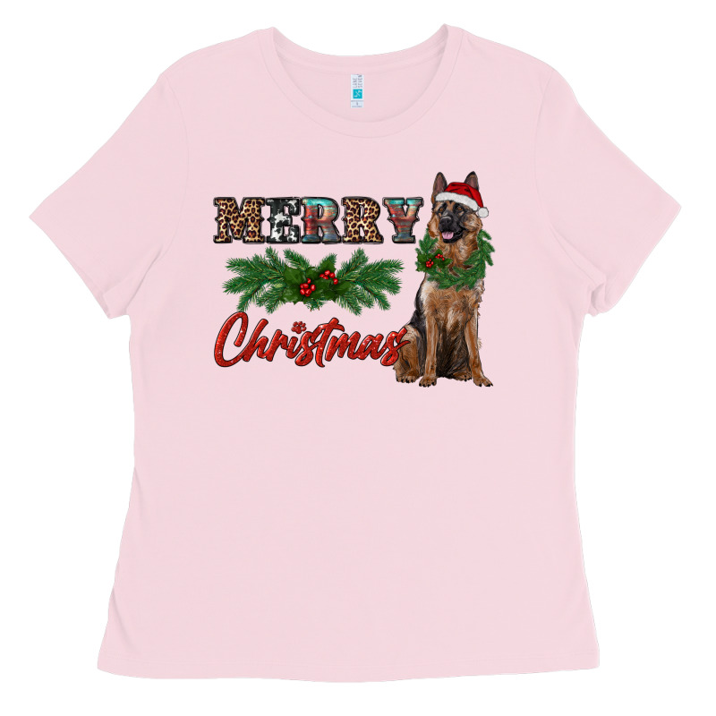 Merry Christmas German Shepherd Ladies Tee by RanaPortraitStore | Teevron