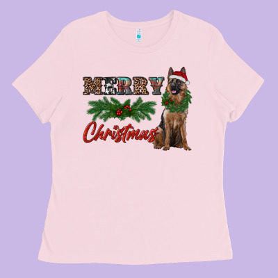 Merry Christmas German Shepherd Ladies Tee Designed By Ranaportraitstore
