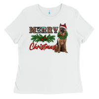White merry christmas german shepherd Ladies Tee - RanaPortraitStore
