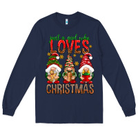 Navy Just a girl who loves Christmas Long Sleeve Tee - NancyCooperArtShop