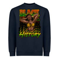 Navy black history afro woman Heavyweight Sweatshirt - NancyCooperArtShop