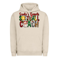 Pigment French Oak Santa's Favorite Softball Coach For Christmas Urban Hoodie - FaDigitalArtStudio