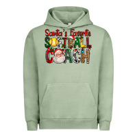 Pigment Oil Green Santa's Favorite Softball Coach For Christmas Urban Hoodie - FaDigitalArtStudio