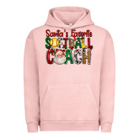 Pigment Salmon Santa's Favorite Softball Coach For Christmas Urban Hoodie - FaDigitalArtStudio