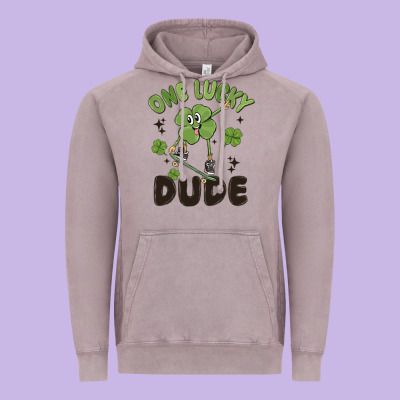 One Lucky Dude Vintage Hoodie Designed By Maliassmallbusiness
