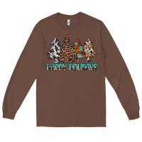 Chestnut Happy Holidays Trees Long Sleeve Tee - MaliasSmallBusiness