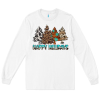 White Happy Holidays Trees Long Sleeve Tee - MaliasSmallBusiness