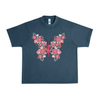 Midnight Navy floral butterfly Urban Heavy Tee - MaliasSmallBusiness
