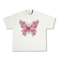 Pistachio floral butterfly Urban Heavy Tee - MaliasSmallBusiness