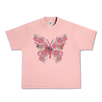 Salmon floral butterfly Urban Heavy Tee - MaliasSmallBusiness