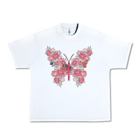 White floral butterfly Urban Heavy Tee - MaliasSmallBusiness
