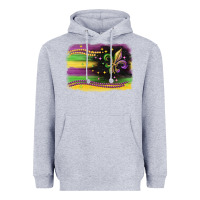 Heather Grey mardi gras flag Heavyweight Hoodie - CowGirlArtShop