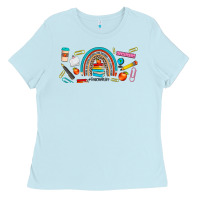 Baby Blue teacher life rainbow frosted Ladies Tee - JahusDesignShop