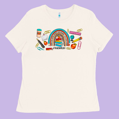 Teacher Life Rainbow Frosted Ladies Tee Designed By Jahusdesignshop