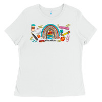 White teacher life rainbow frosted Ladies Tee - JahusDesignShop