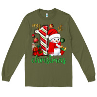 Army Green My 1st. Christmas with cute snowman Long Sleeve Tee - NancyCooperArtShop