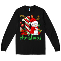 Black My 1st. Christmas with cute snowman Long Sleeve Tee - NancyCooperArtShop