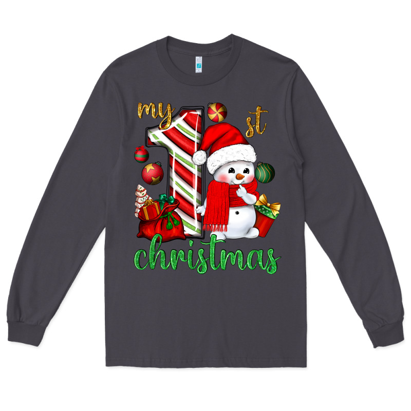 My 1st. Christmas With Cute Snowman Long Sleeve Tee by NancyCooperArtShop | Teevron