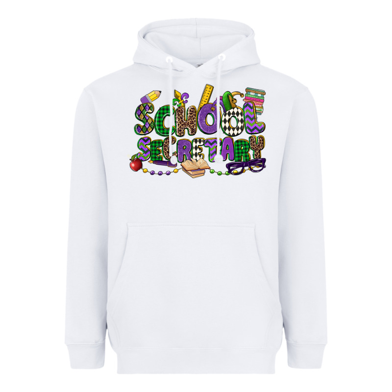 School Secretary Mardi Gras Heavyweight Hoodie by CowGirlArtShop | Teevron