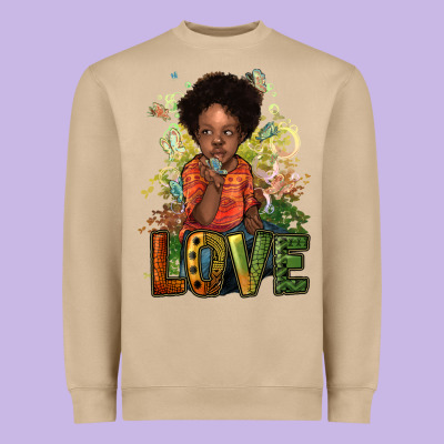 Black Afro Boy Love Heavyweight Sweatshirt Designed By Nancycooperartshop