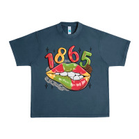 Midnight Navy 1865 juneteenth lips Urban Heavy Tee - MaliasSmallBusiness