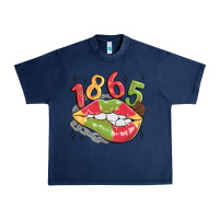 Navy 1865 juneteenth lips Urban Heavy Tee - MaliasSmallBusiness