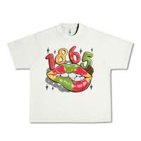 Pistachio 1865 juneteenth lips Urban Heavy Tee - MaliasSmallBusiness