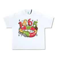 White 1865 juneteenth lips Urban Heavy Tee - MaliasSmallBusiness