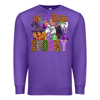 Purple tis the season to be spooky Premium Sweatshirt - CowGirlArtShop