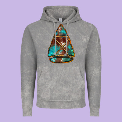 Turquoise Cowhide Arrowhead Vintage Hoodie Designed By Jasminsmagicworld