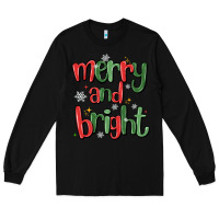 Black merry and bright Long Sleeve Tee - MaliasSmallBusiness