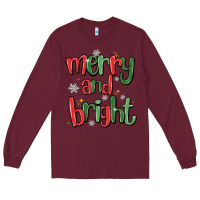 Burgundy merry and bright Long Sleeve Tee - MaliasSmallBusiness