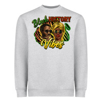 Heather Grey black history vibes Heavyweight Sweatshirt - NancyCooperArtShop