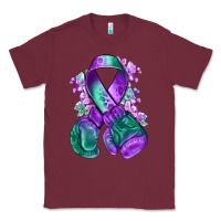 Burgundy purple and green anal cancer with boxing gloves na Classic Tee - NancyCooperArtShop