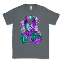 Charcoal Heather purple and green anal cancer with boxing gloves na Classic Tee - NancyCooperArtShop