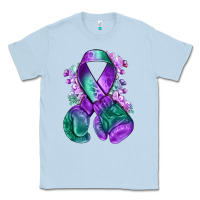 Dusty Blue purple and green anal cancer with boxing gloves na Classic Tee - NancyCooperArtShop