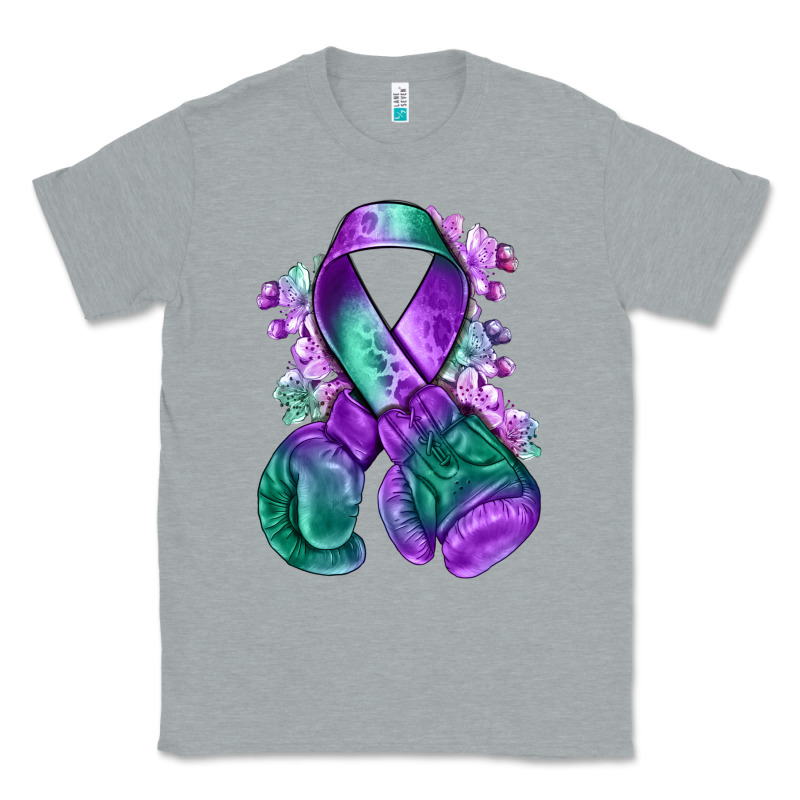 Purple And Green Anal Cancer With Boxing Gloves Na Classic Tee by NancyCooperArtShop | Teevron
