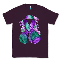 Plum purple and green anal cancer with boxing gloves na Classic Tee - NancyCooperArtShop