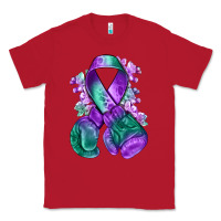 Red purple and green anal cancer with boxing gloves na Classic Tee - NancyCooperArtShop