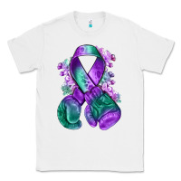 White purple and green anal cancer with boxing gloves na Classic Tee - NancyCooperArtShop