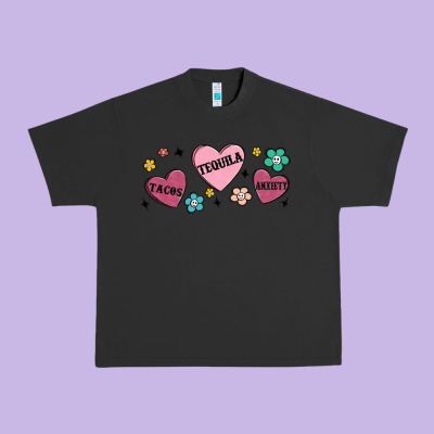 Tacos Tequila Anxiety Urban Heavy Tee Designed By Maliassmallbusiness