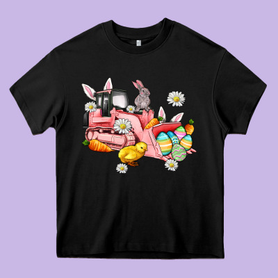 Easter Excavator Heavy Core Tee Designed By Adodesignshop