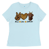 Baby Blue peace love labrador Ladies Tee - RanaPortraitStore
