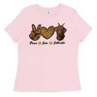 Bubblegum Pink peace love labrador Ladies Tee - RanaPortraitStore