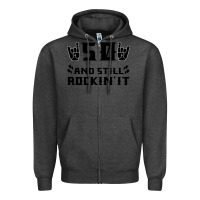 Charcoal Heather 50 Birthday Rock Zipper Hoodie - Bettercallsaul